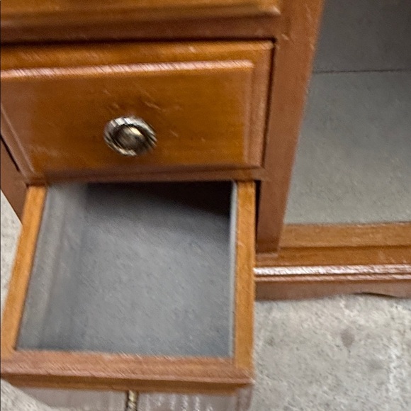 Vintage Wooden Jewelry Box 4 drawer, carousel with glass door Floral Design - Picture 6 of 11